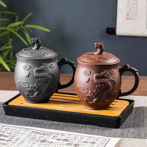 Purple Clay Teapots Chinese Kung Fu Tea Set Master Hand Carved Teapot with Tea Infuser Green Tea Filter Kettle Tea Accessories