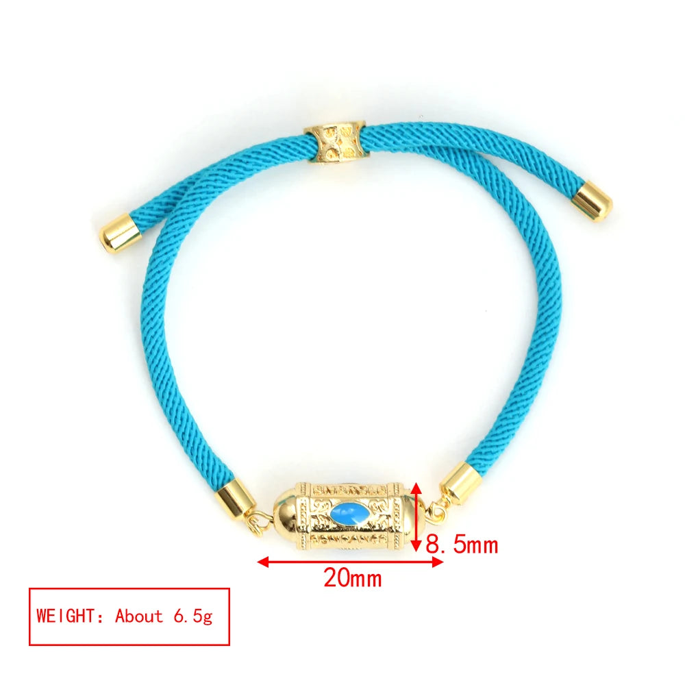 Enamel Tube Spacer Colored Zircon Beads Charm Bracelet For Women Adjustable Leaf Buckle Pull Rope Boho Summer Beach Jewelry Gift