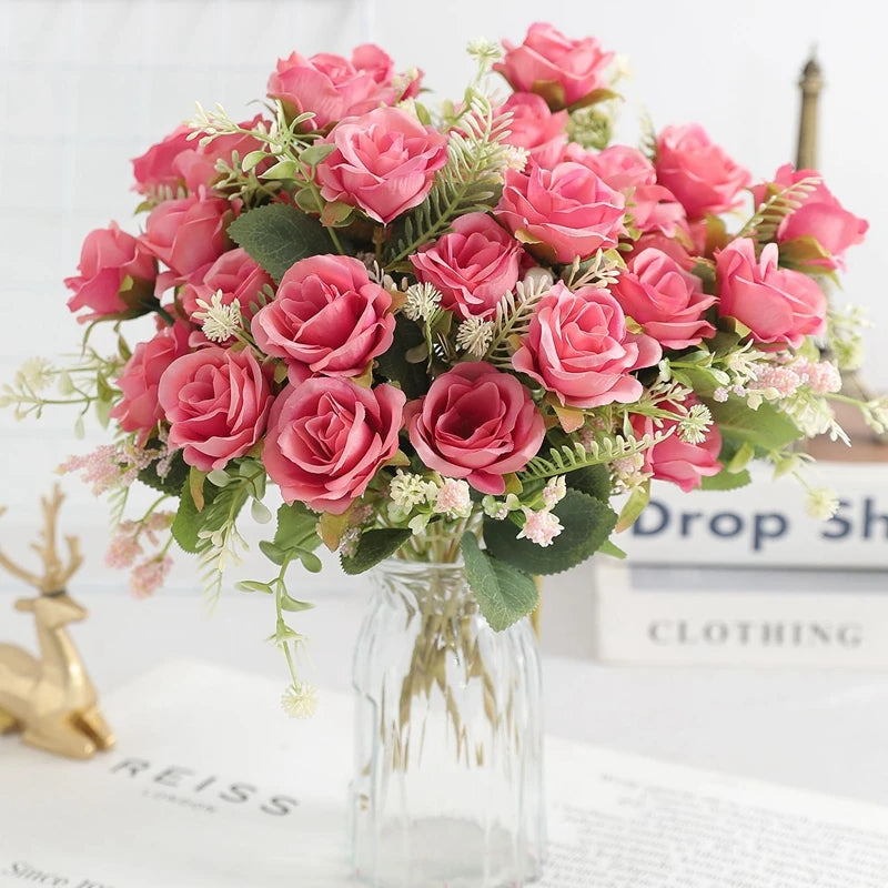 1/3Pcs Artificial Rose Flowers Bouquet for Home Room Decor Fake Flowers Garden Wedding Party Decoration Outdoor Christmas Decor