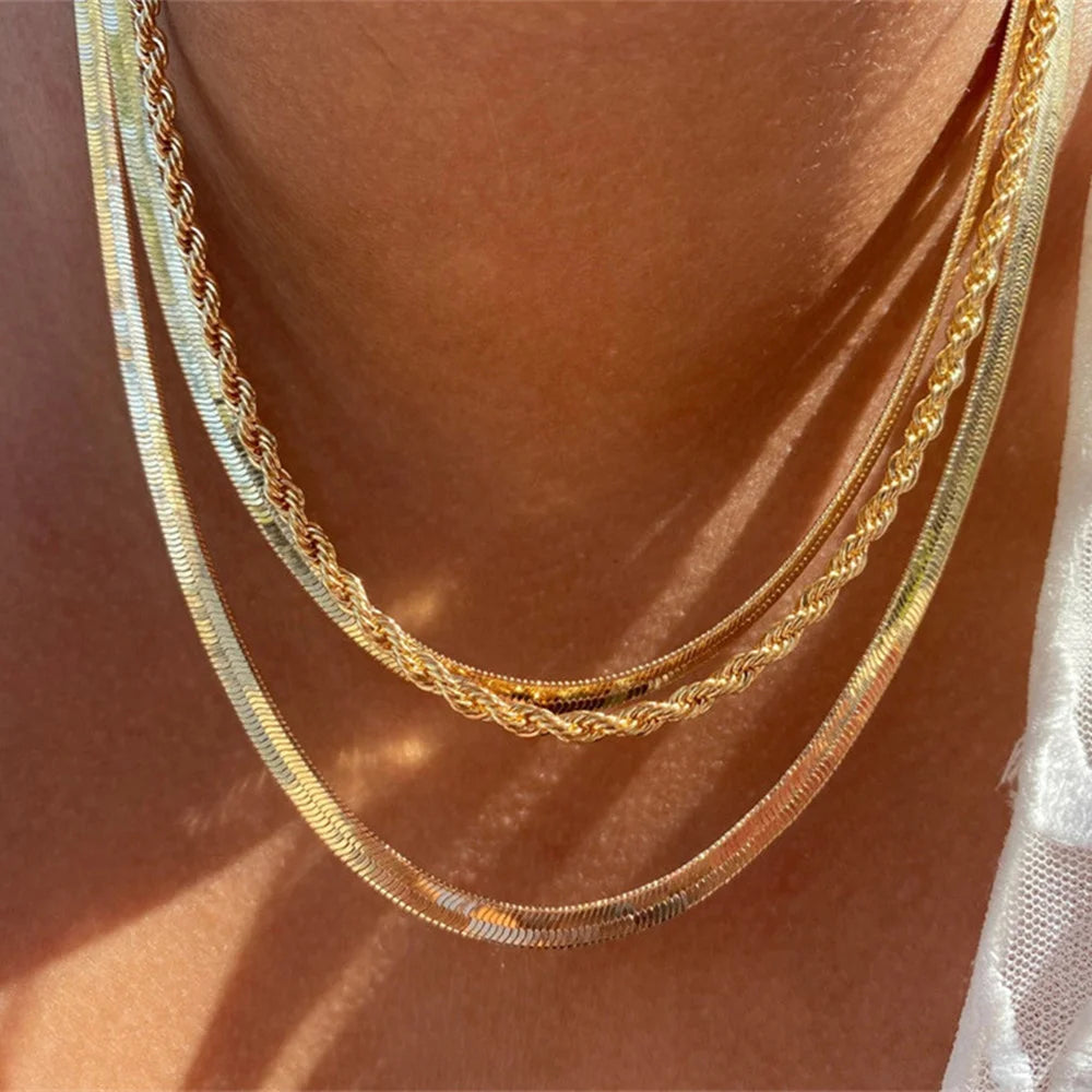 Bohemian Multilayer Handmade Mixed Chain For Woman Fashion Necklaces Water Droplet Crystal Pendant Jewelry Gift 2023 New