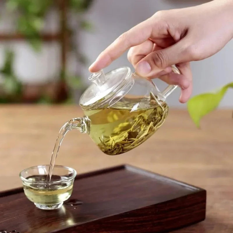 Small Capacity 200ML Transparent Glass Teapot With Filter Heat-Resistant Flower Tea Kettle Household Kung Fu Tea Pot Teaware