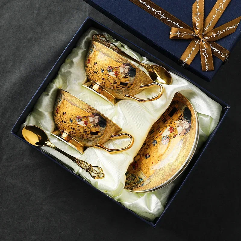 European style coffee cup high-value gift box set, tea tray, bone china, ceramic cup, tea set, afternoon tea gift