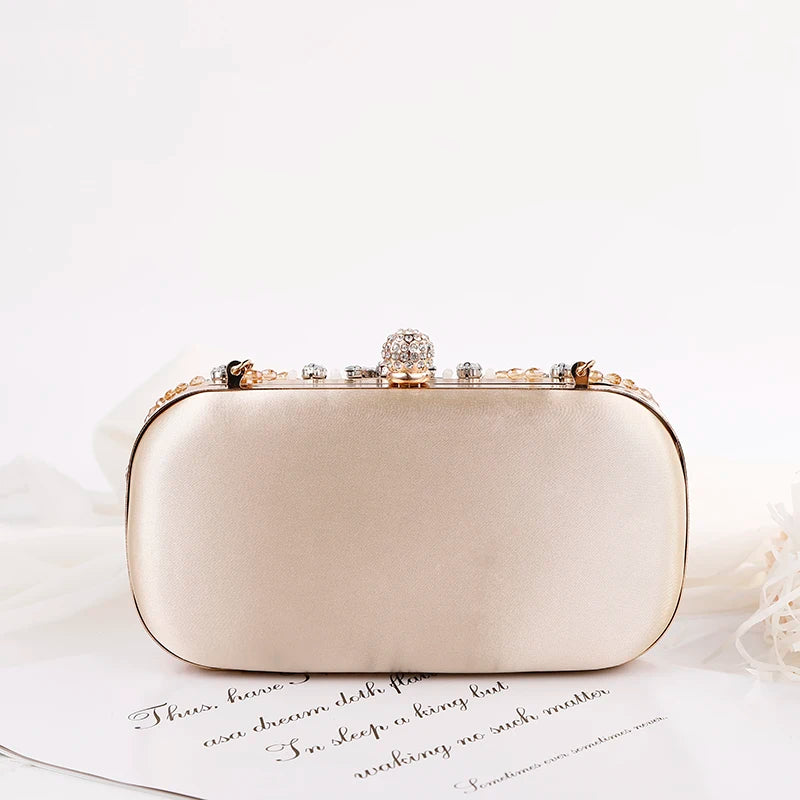 New Champagne Dinner Bag Colorful Rhinestone Handheld Bag European and American Style Women's Evening Dress Bag Storage Bag