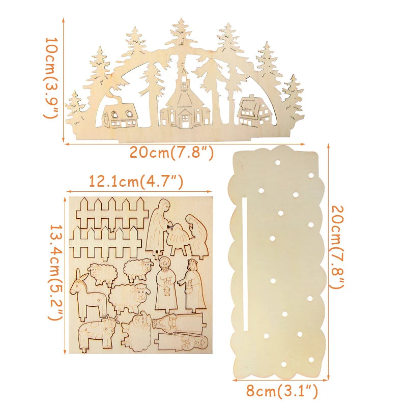 Creative DIY Wooden Christmas Desktop Ornaments Snowman Church Wood Craft New Year Christmas Decorations for Home Navidad Noel