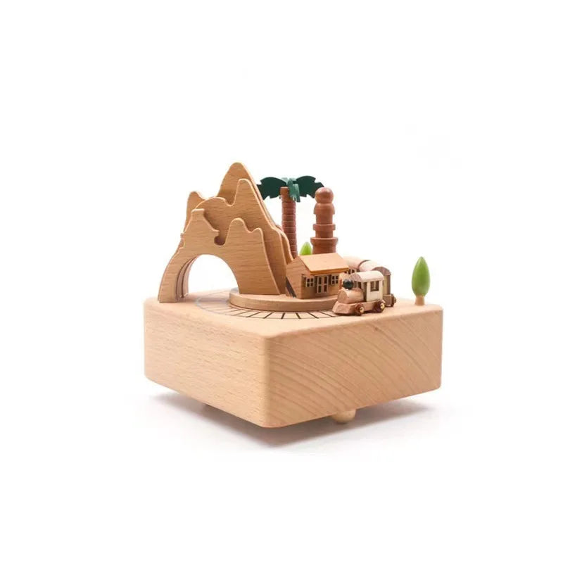 Wooden Carousel Music Box Ornaments Rotatable Hand-cranked DIY Handmade Birthday Christmas Gift Children’s Toys 크리스마스 뮤직 오르골