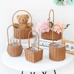 Gift Basket Woven Flower Basket Handmade Flower Basket For Home Wedding Decor Picnic Storage Baskets Rattan Storage Basket