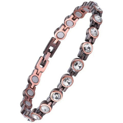 Arthritis Healthy Therapy Energy Hologram Germanium Copper Color Anklets Magnetic Crystal Bracelets for Women Rhinestone Jewelry