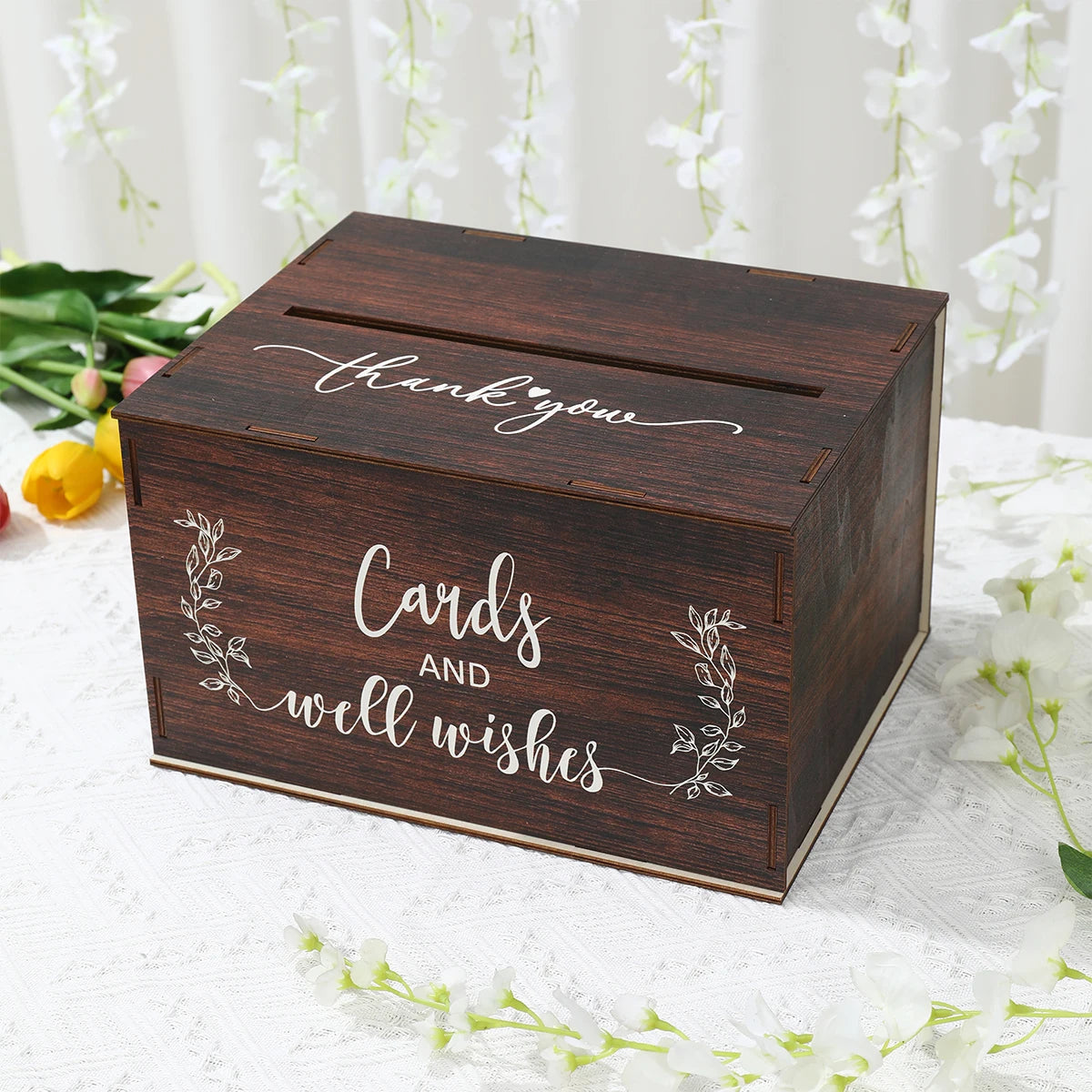 Wedding Card Box with Lid Wood Gift Card Box for Wedding Reception Rustic Envelope Money Box DIY Rustic Wedding Party Supplies