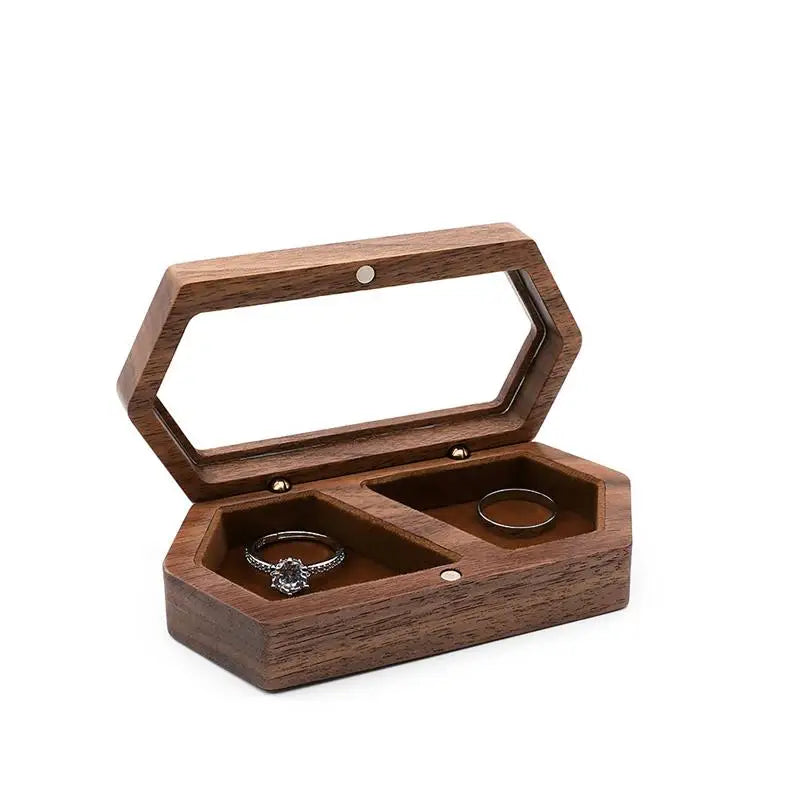 Ring Box Jewelry Storage Engagement Wedding Ceremony Ring Proposal Ring Rustic Wedding Gift for Girl Walnut Wood