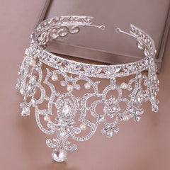 Baroque Vintage Crystal Pearl Big Tiara Crown Diadem Queen King Head Jewelry Bridal Tiaras Wedding Hair Accessories Ornaments