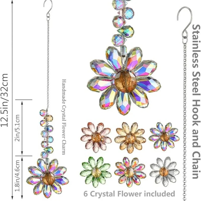 Crystal Sunflower Suncatchers Hanging Christmas Crystal Window Sun Catchers for Fall Rainbow Maker Indoor Outdoor Garden Gift