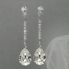 Huitan Temperament Bridal Wedding Earrings Luxury Cubic Zirconia Crystal Aesthetic Women's Dangle Earrings Eternity Love Jewelry