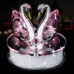 Exquisite Handmade Crystal Swan Crystal Animal Figurines Glass Car Ornament Decor Couple Swan With Base Home Decor Xmas Gift