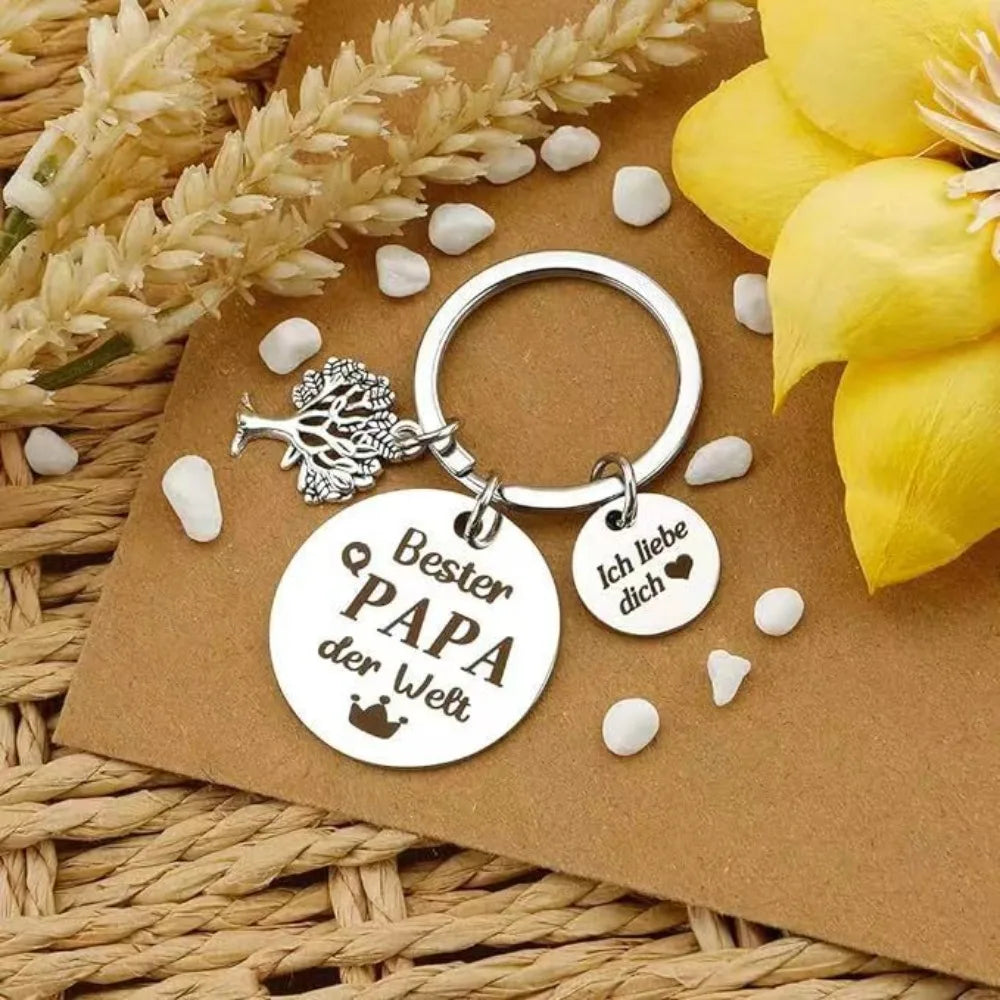 German Father's Day Best Papa Der Welt Keychain Stainless Steel Engraved Birthday Gift Decorative Accessories Ornament Gifts
