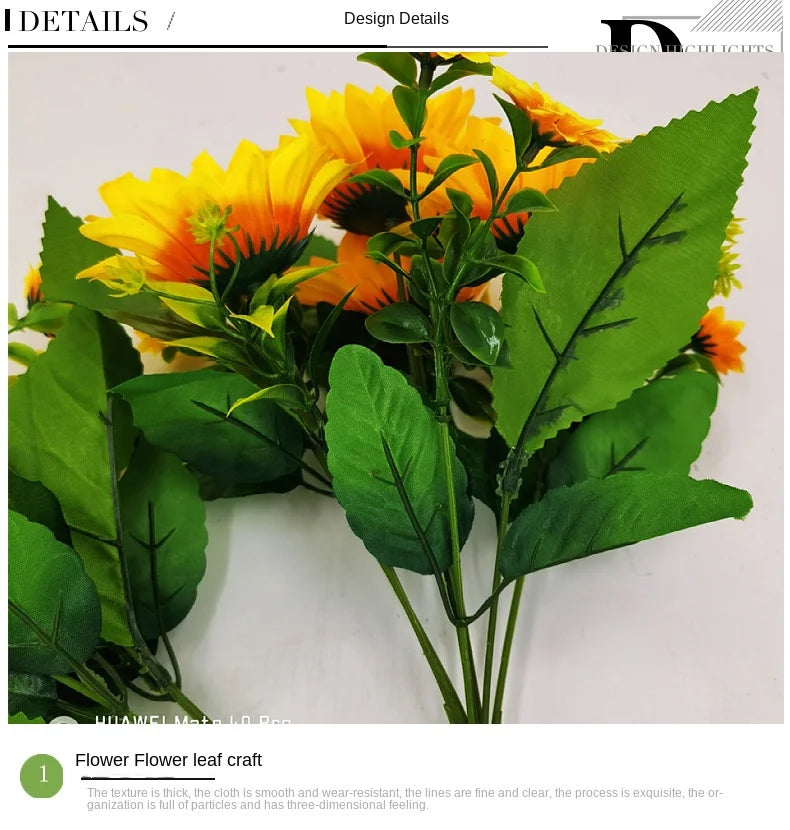Artificial Sunflower Bouquet Silk Sunflower Fake Flowers DIY Wedding Bouquet Decoration Arrangement Party Home Decor Gift