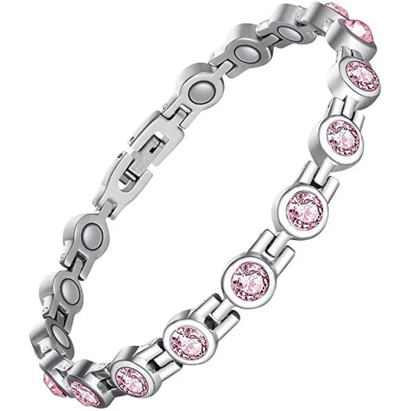 Arthritis Healthy Therapy Energy Hologram Germanium Copper Color Anklets Magnetic Crystal Bracelets for Women Rhinestone Jewelry