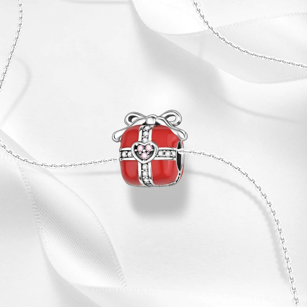 Christmas Series 925 Sterling Silver Gift Box Elk Crystal Ball Love Hot Air Balloon Charms Fit DIY Bracelet Necklace Holiday