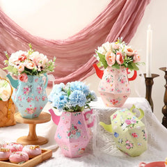 12Pcs Elegant Tea Pot Shaped Flower Boxes Tea Party Decorations Princess Party Floral Teapot Centerpieces for Tables Teapot Vase