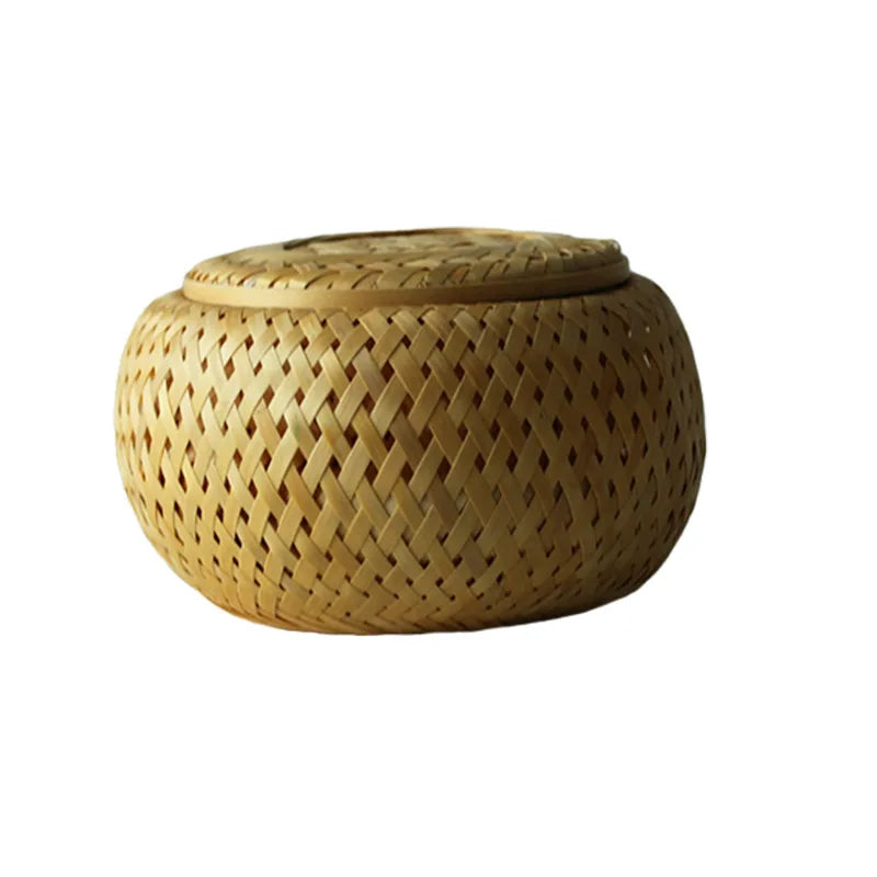 Bamboo woven small basket double-layer hollow small mini box bamboo woven packaging box,creative flower pot,bamboo woven tea jar