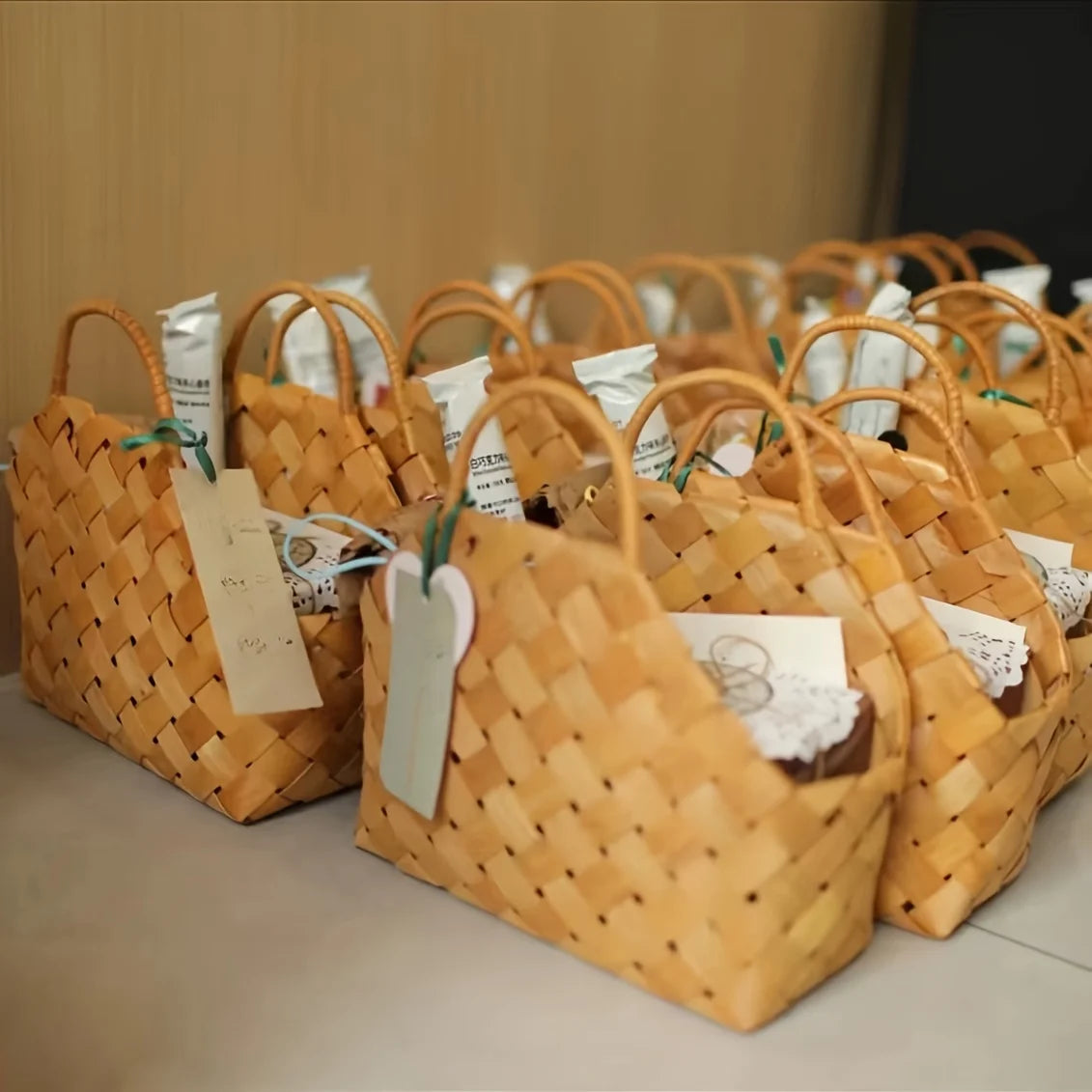A handmade gift basket, a romantic flower basket, suitable for home and living room decoration