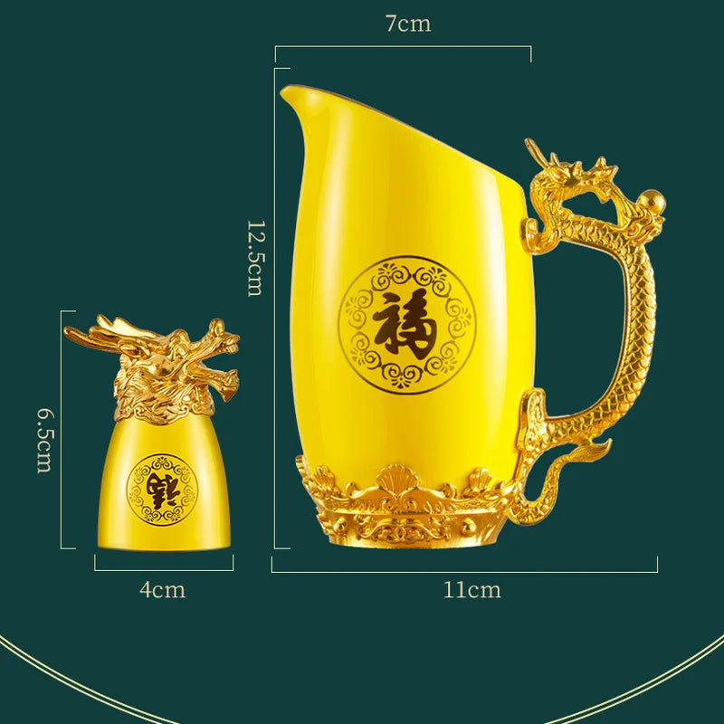 Gold-plated Twelve Animal Head Ceramic Wine Glass Dispenser Crafts Decoration Gift Shot Glasses Set Home Vodka Tequila Glass New