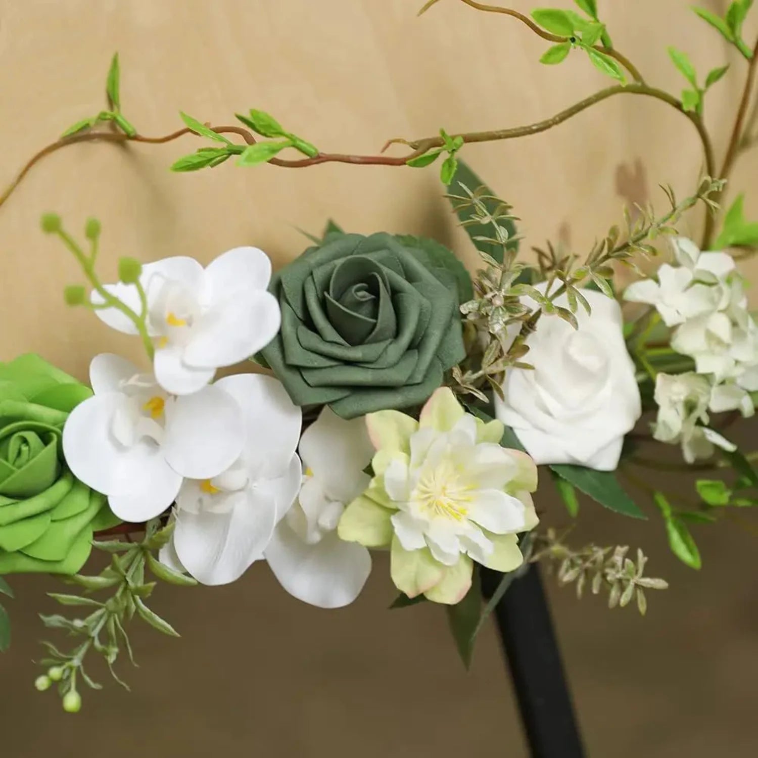 Green Artificial Flowers White Rose Fake Flowers   Room Decor Party Garden Wedding Decoration Bouquet Garland Accessories Roses