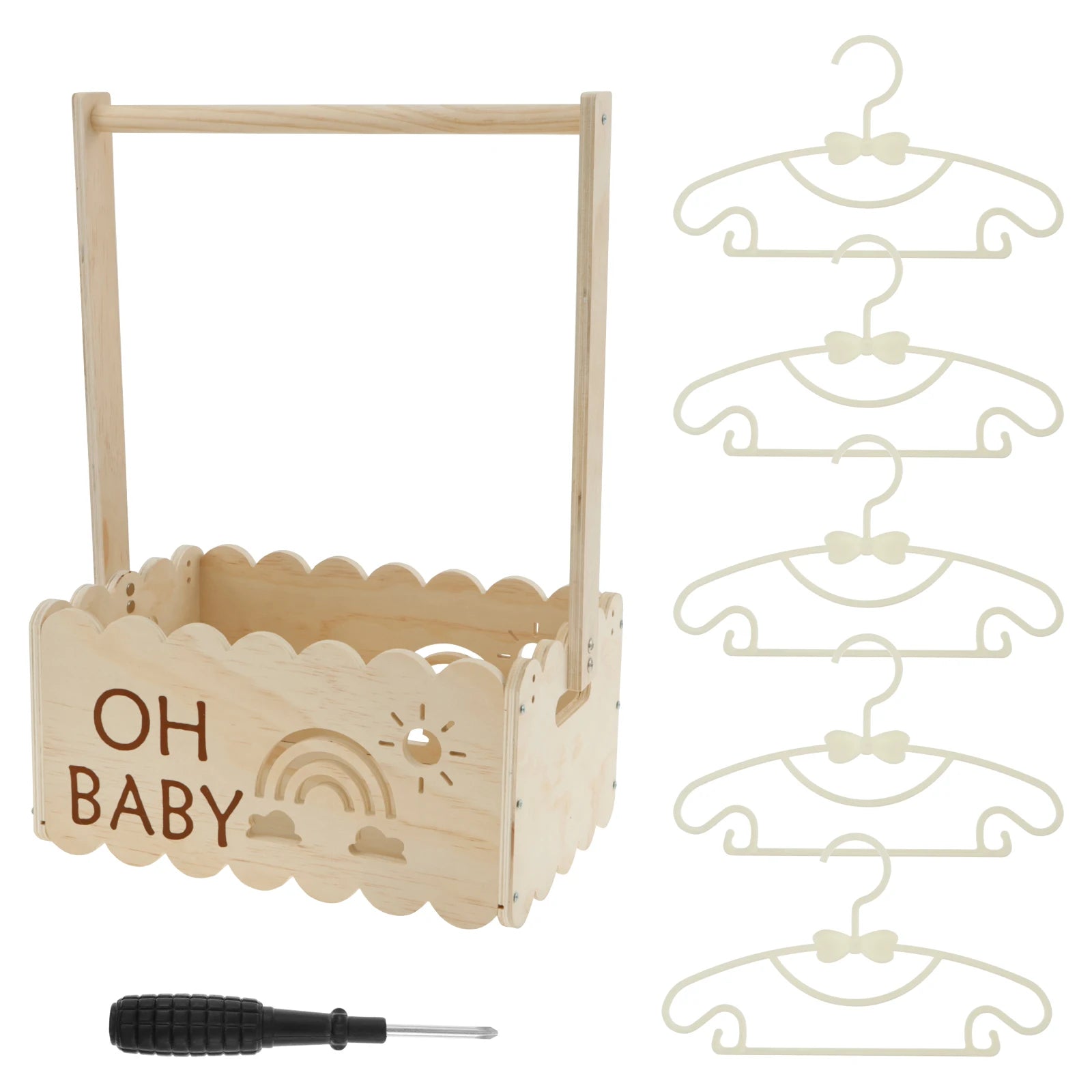 Wood Baby Shower Crate Closet Baby Shower Basket with Handle Practical Multipurpose Gift Basket for Boys Girls New Parents