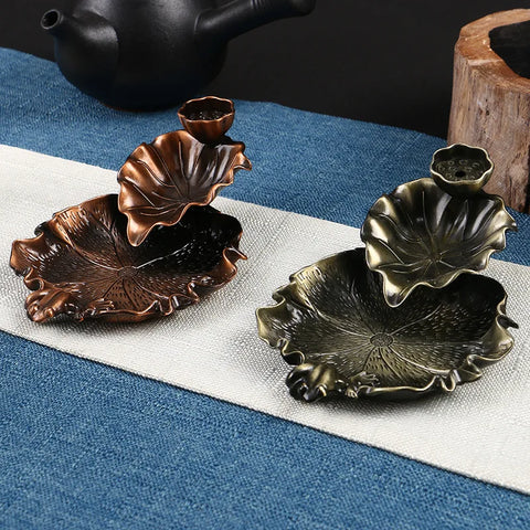 Leaf Tower Incense Zinc alloy Burner Fragrance Holder Backflow Censer Creative Aromatherapy Smoke Reflux Incense Stick Incense