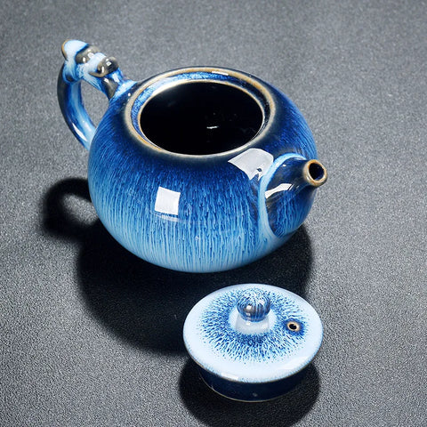 Kiln Change Tianmu Glaze Teapot Household Ceramic Kung Fu Tea Set Longdan Pot Jianzhan Bubble Teapot Xishi Pot