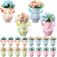 12Pcs Elegant Tea Pot Shaped Flower Boxes Tea Party Decorations Princess Party Floral Teapot Centerpieces for Tables Teapot Vase