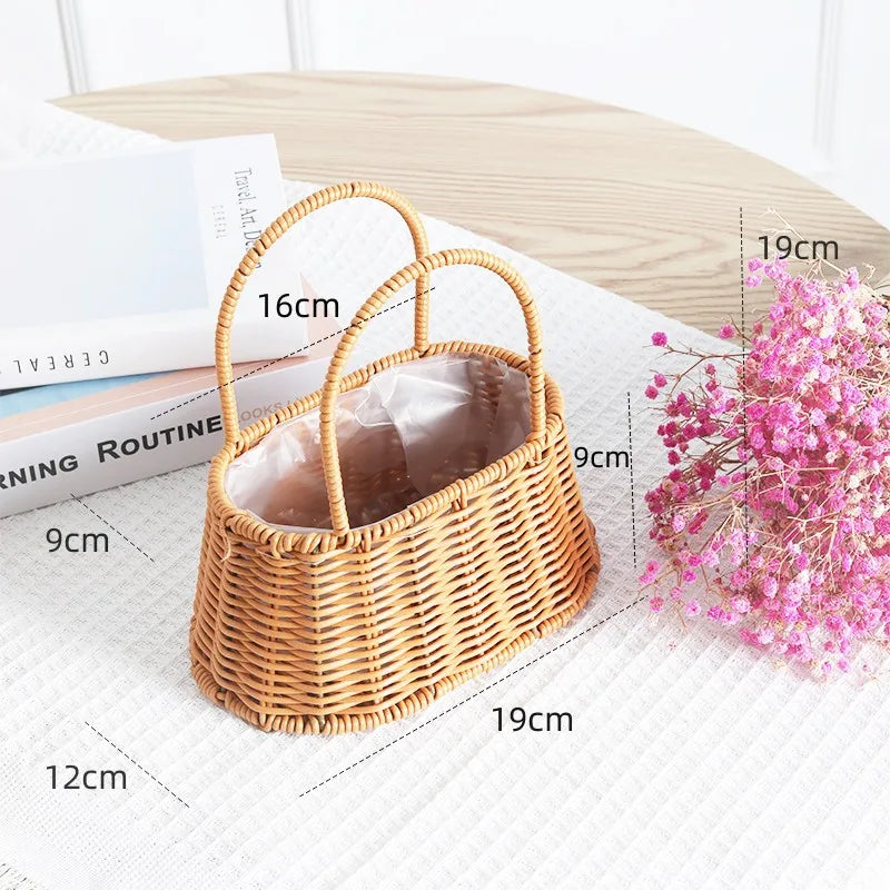 Gift Basket Woven Flower Basket Handmade Flower Basket For Home Wedding Decor Picnic Storage Baskets Rattan Storage Basket