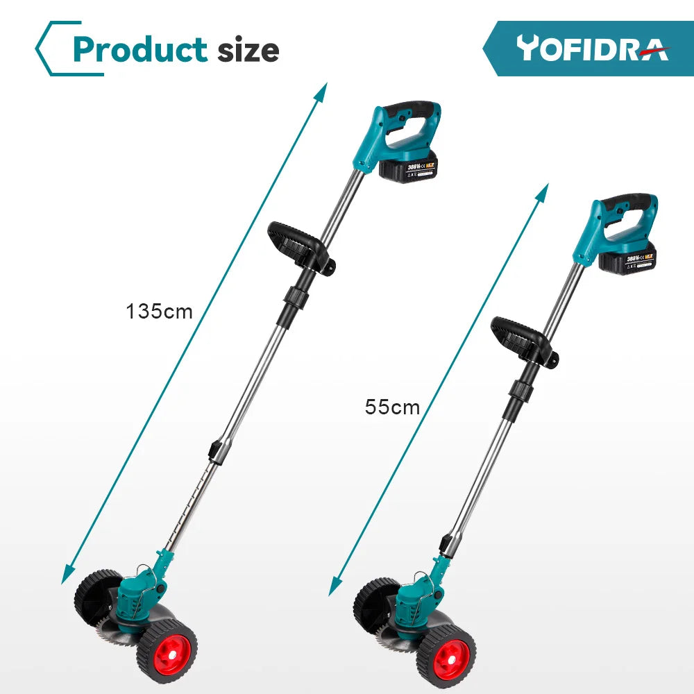 1500W Electric Lawn Mower Length Adjustable Foldable Cordless Handheld Rechargeable Garden Shrub Pruner For Makita 18V Battery