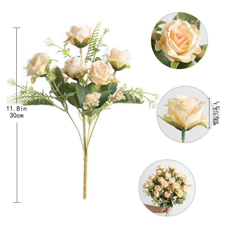 1/3Pcs Artificial Rose Flowers Bouquet for Home Room Decor Fake Flowers Garden Wedding Party Decoration Outdoor Christmas Decor