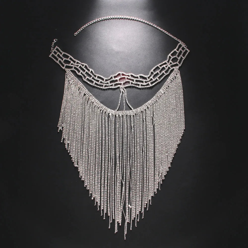 Fashion Charming Rhinestone Tassel Veil Masks for Women Bohe Face Jewelry Chain Masquerade Dance Party Sexy Costume Accessories