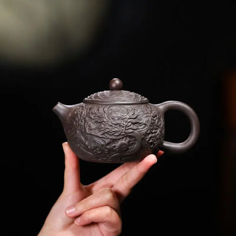 300ml Yixing Purple Sand Pot Handmade Teapot Home Chinese Kung Fu Tea Set Embossed Dragon Teapot