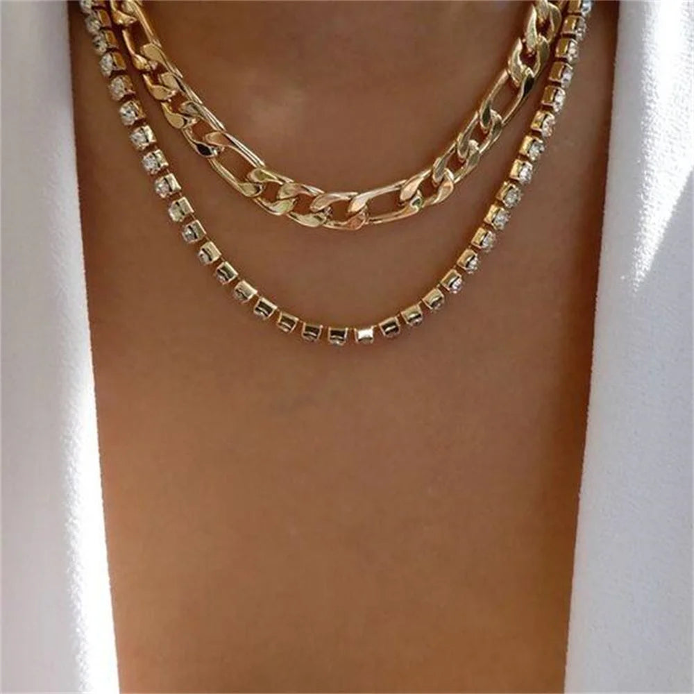 Bohemian Multilayer Handmade Mixed Chain For Woman Fashion Necklaces Water Droplet Crystal Pendant Jewelry Gift 2023 New