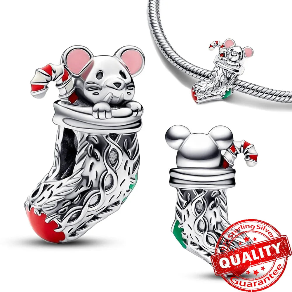 Christmas Series 925 Sterling Silver Gift Box Elk Crystal Ball Love Hot Air Balloon Charms Fit DIY Bracelet Necklace Holiday