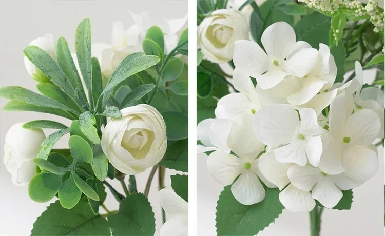 Blue Silk Bouquets Artificial Forest Hydrangea Peony Bud Wedding Bride Hand Bouquet Home Garden Desktop Flower Arrangement Decor
