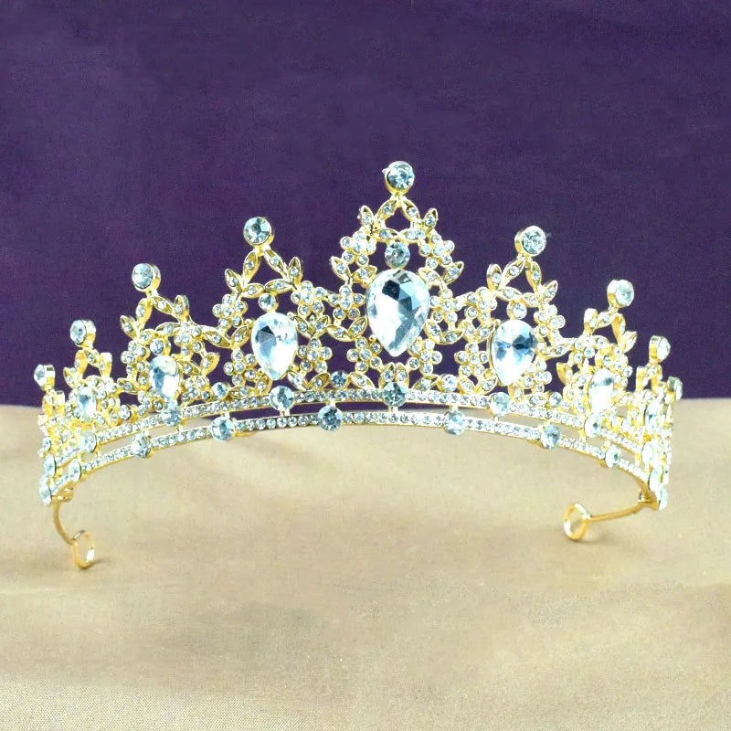 Princess Crown Crystal Tiara Girls Hair Accessories High-end Atmosphere Dance Performance Birthday Gift Crown