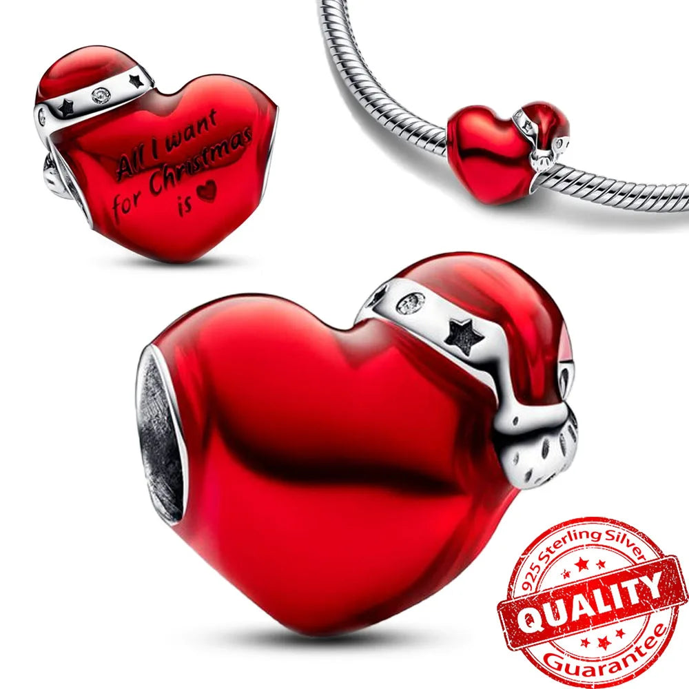 Christmas Series 925 Sterling Silver Gift Box Elk Crystal Ball Love Hot Air Balloon Charms Fit DIY Bracelet Necklace Holiday