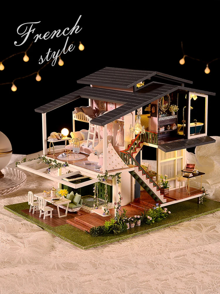 Children's wooden creative handmade DIY small villa toys 14+teenagers' adult birthday gifts for romantic girlfriends' houses