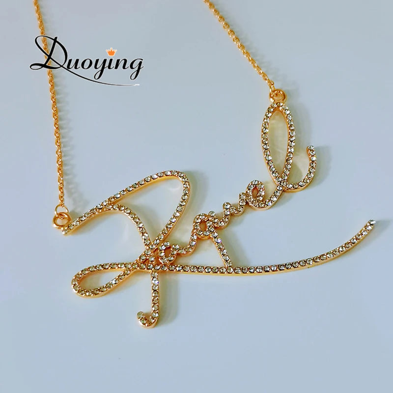 Duoying Zirconia Initial Letters Necklaces Women Personalized Necklace with Names Crystal Pendant Necklace Mom Gift