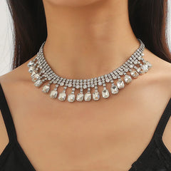 FYUAN Square Colorful Crystal Choker Necklaces for Women Geometric Clavicle Chain Necklaces Statements Jewelry