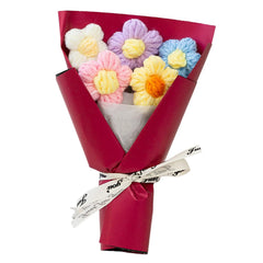 DIY Handwoven Knitted Flowers Bouquet Artificial Flower Knitted Woolen Flowers Woven Birthday Valentine's Day Gift Home Decor