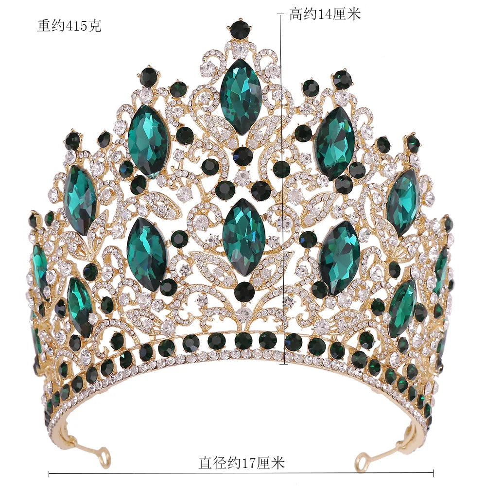 KMVEXO Luxury Big Forest Crystal Rhinestone Crown Wedding Tiara Bridal Hair Accessories Crown Party Wedding Headwear Gift