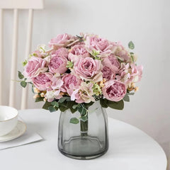 Cheap Silk Hydrangea Spring Wedding Garden Roses Bridal Bouquet Festival Decoration Vase Home Room Fake Peony Artificial Flowers