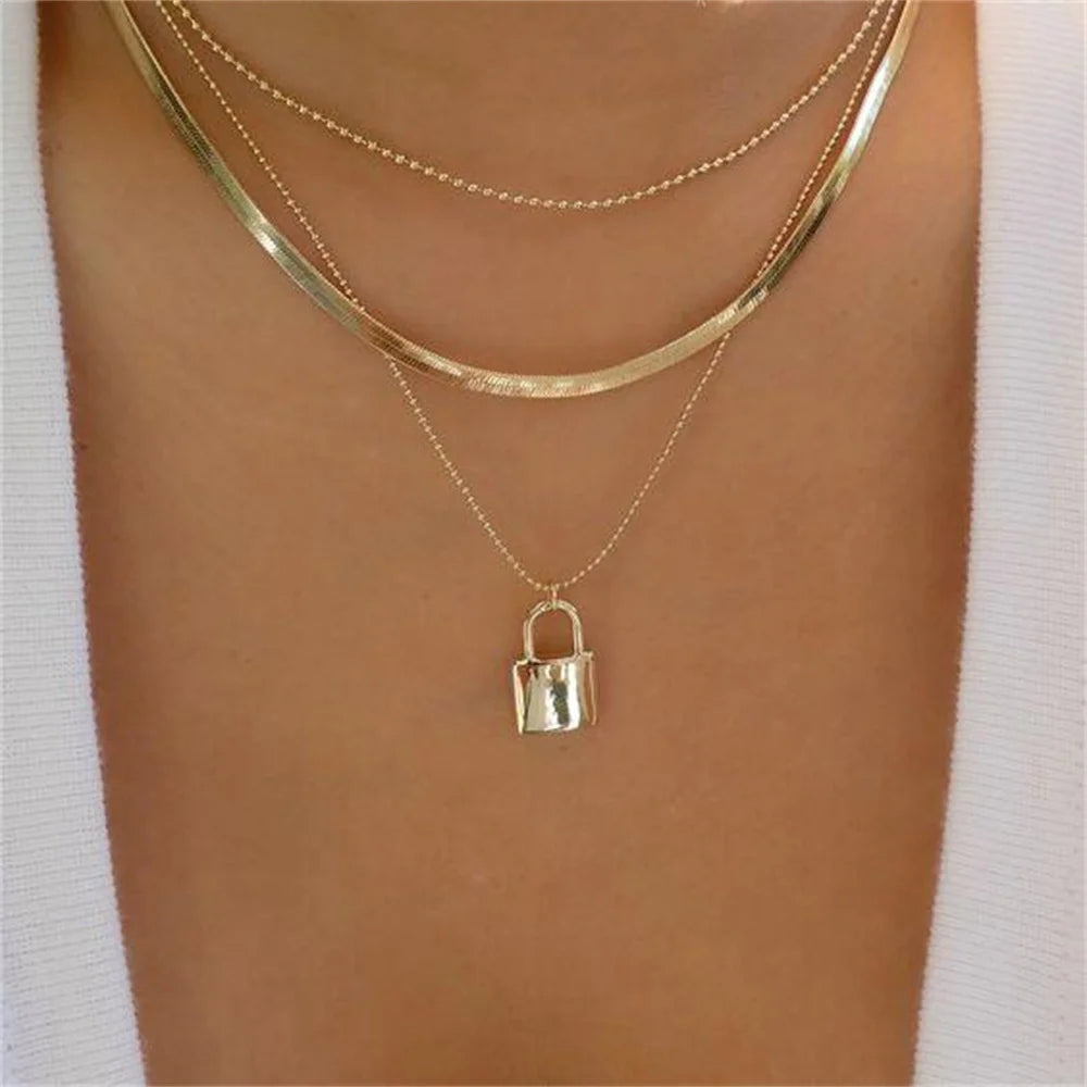 Bohemian Multilayer Handmade Mixed Chain For Woman Fashion Necklaces Water Droplet Crystal Pendant Jewelry Gift 2023 New