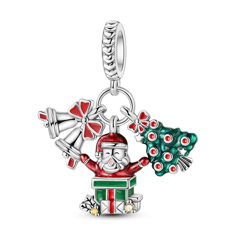 Christmas Series 925 Sterling Silver Gift Box Elk Crystal Ball Love Hot Air Balloon Charms Fit DIY Bracelet Necklace Holiday