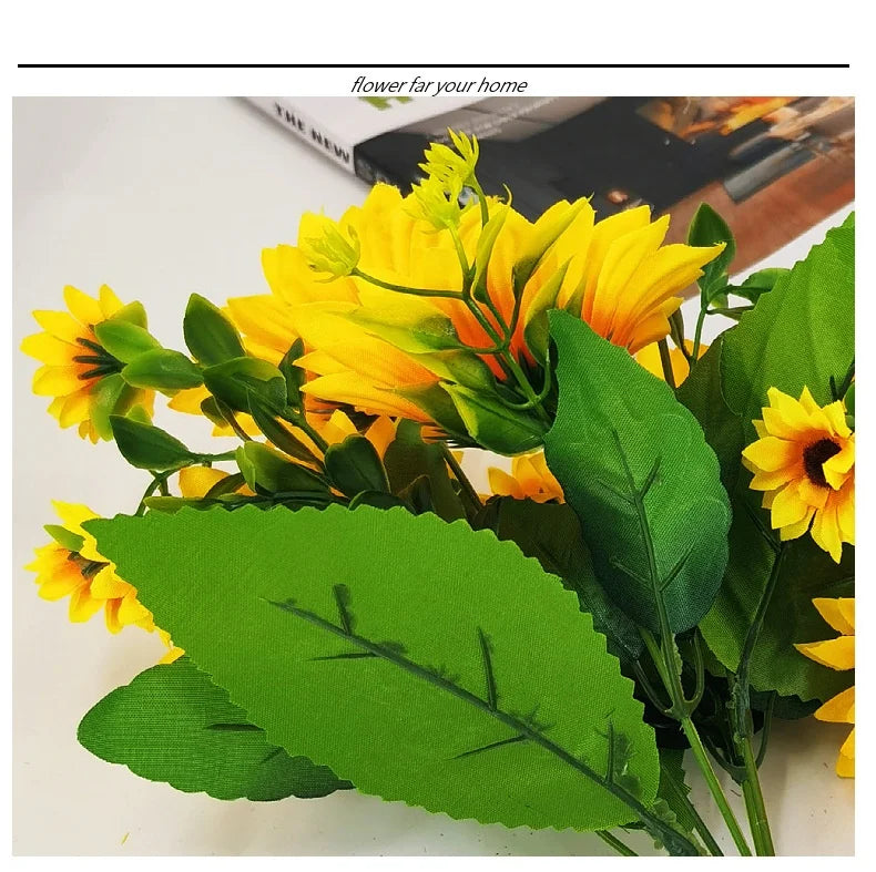 Artificial Sunflower Bouquet Silk Sunflower Fake Flowers DIY Wedding Bouquet Decoration Arrangement Party Home Decor Gift