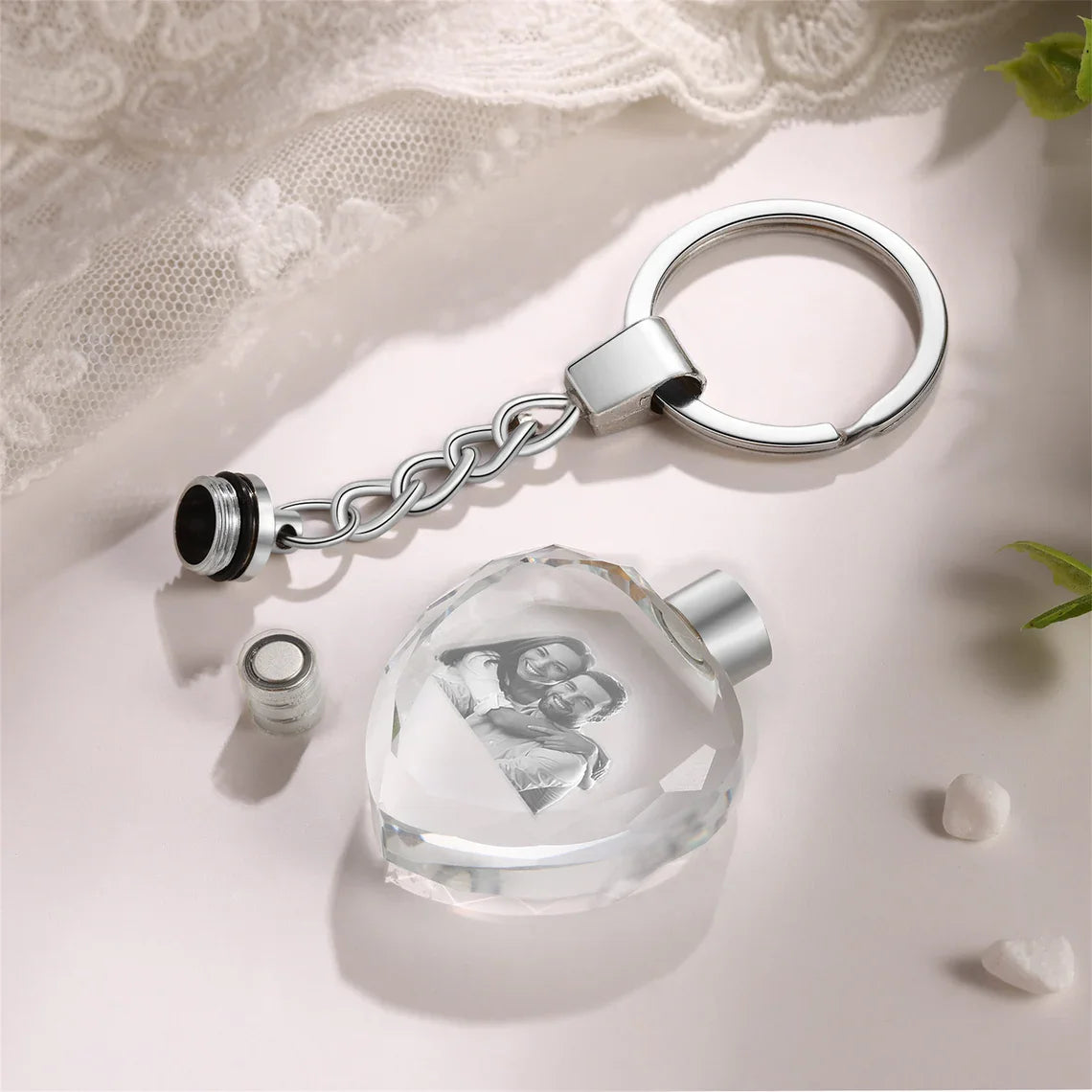 Crystal Keyring with LED Light inside Free Engrave any Design Crystal Blank Key Ring Custom Logo Family Photo DIY Birthday Gifts